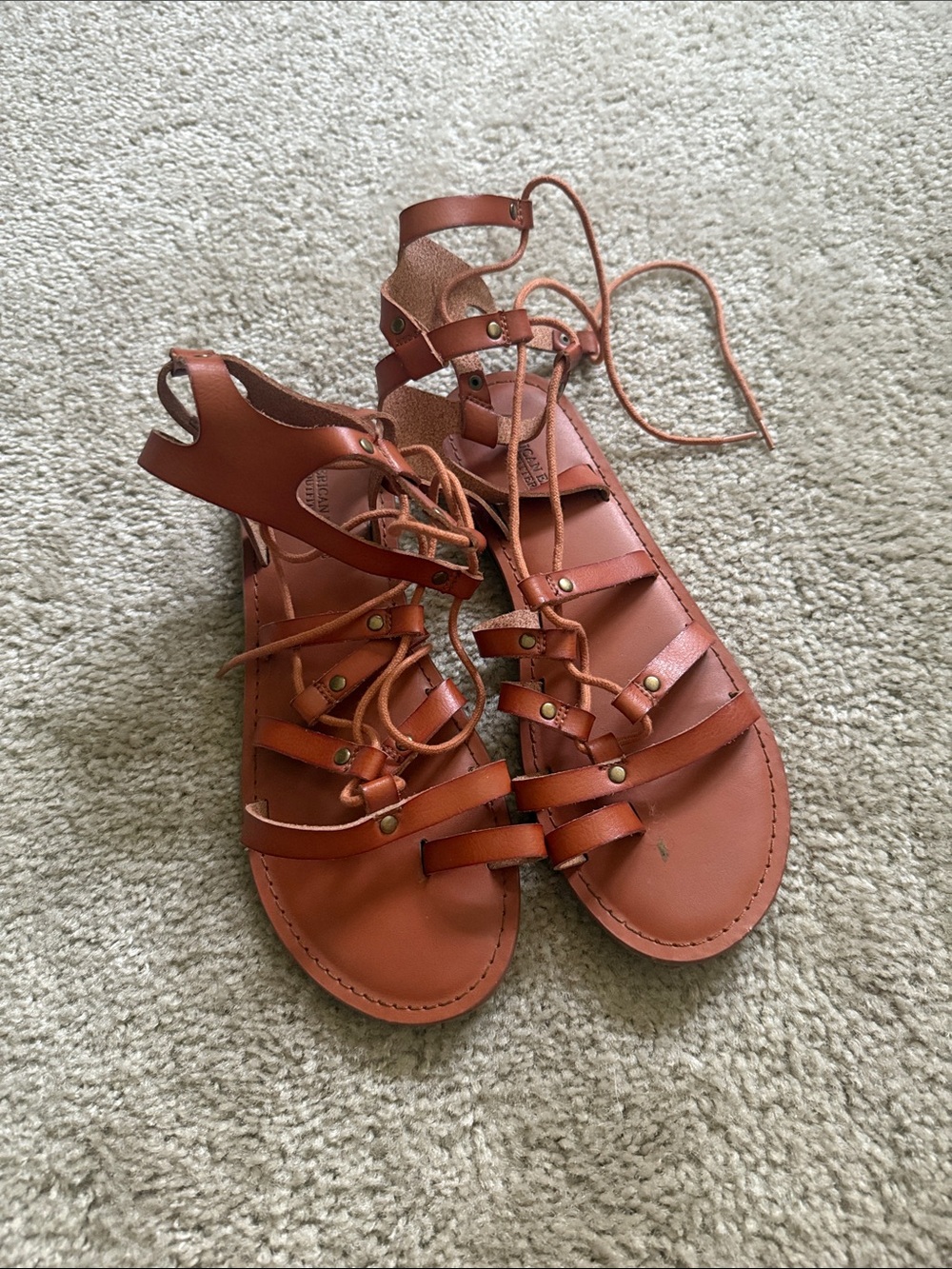 American Eagle Outfitters Rust Brown Lace-Up Gladiator Sandals